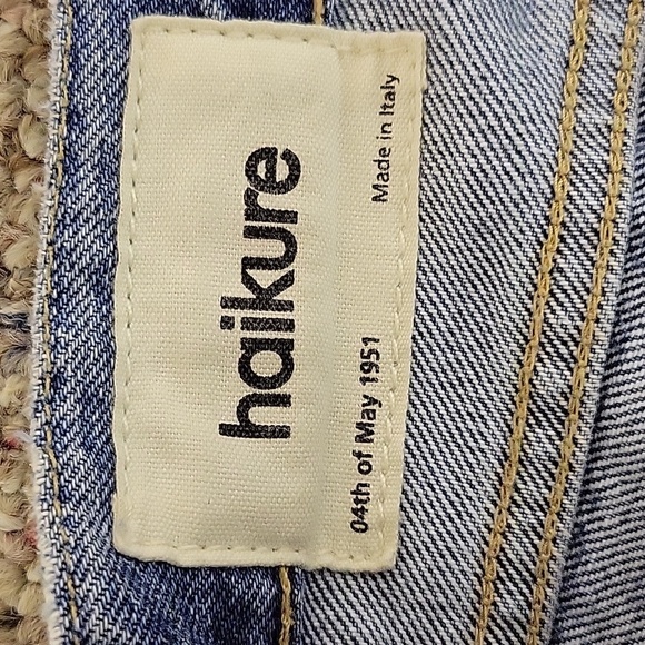 Haikure men's destructed Classic Blue Denim Jeans sz 28 x 28 button fly cotton - Picture 4 of 6